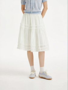 Hotwind | White Skirt Soft Layered Sweet Skirt