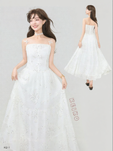 KEIKO | Embroidered French Style Lightweight Tulle Strap Dress