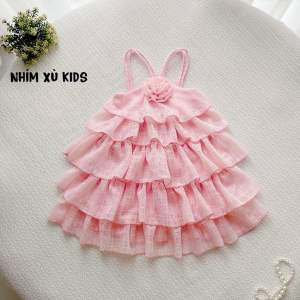 (4-64kg) Đầm Váy Maxi 5 Tầng Mẹ Và Bé Gái NHÍM XÙ KIDS Chất Ren Nhật Mềm Mại V116