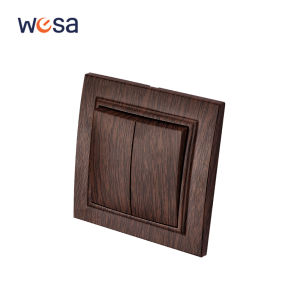 WESA Brown Wooden Frosted Light Wall Switch Flame Retardant Plastic Panel Button 1 Gang 1 Way Wall Rocker Switch On And Off AC
