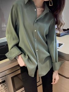 Loose Long Sleeve Womens Chiffon Shirt Korean Style Spring Autumn New Design Retro Hong Kong Style Inner Wear Fashionable Top