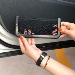 1Pcs Car Organizer Storage Bag Auto Paste Net Pocket Phone Holder