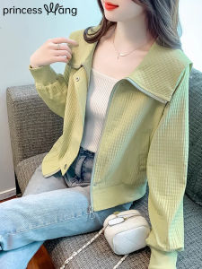 WANGGONGZHU | Fashionable Short Coat Collar Jacket Womens Spring Autumn 2025 New Style Small Size Chic Fashionable Princess Style Top