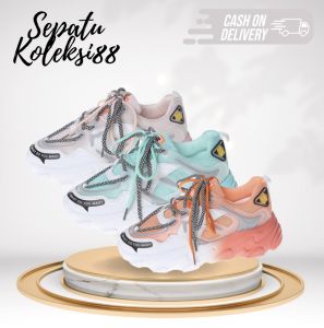 Sepatu Sneakers Wanita Kasual Fashion Sport Shoes Warna Toska Pink Orange Sepatukoleksi 208