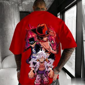 Bandai | ONE PIECE Anime Printed T-shirt Mens and Womens Summer New Style Japanese Harajuku Large Loose Casual Parent Child Top
