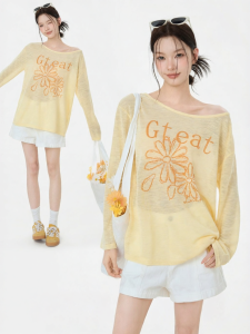 iiiamx | Sun Protection Off Shoulder Loose Sleeve Top