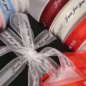 ริบบิ้นผ้าไหมซาติน ริบบิ้นผ้าซาติน พิมพ์ลาย สําหรับตกแต่งงานแต่งงาน งานวันเกิด วันวาเลนไทน์ DIY2.4CM/ยาว 41M