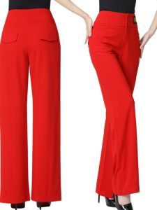 High Waist Latin Dance Pants Womens Standard Ballroom Social Dance Straight Leg Modern Competition Performance Dance Pants