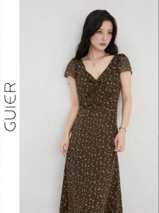 Đầm Hoa V-Cổ Giảm Cân Phong Cách Retro