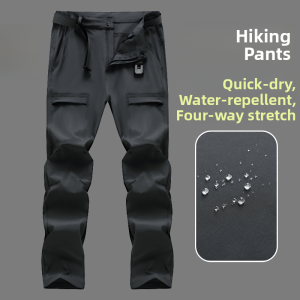 Mens Outdoor Quick Dry Pants Summer Thin Windproof Multi-pocket Elastic Breathable Fast-drying Loose Large Size Hiking Mountain Climbing Pants