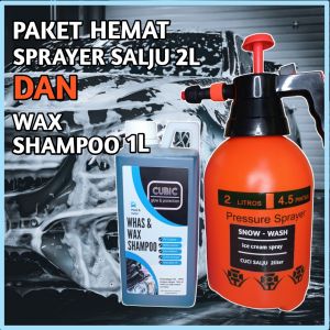 paket hemat alat semprotan sprayer spray snow foam cuci salju manual dan wax shampoo 1.1 liter