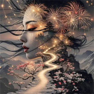 Huacan 5D DIY Diamond Painting Lady Landscape Painting Art Diamond Mosaic Handmade Gift Rhinestone Pictures Craft Kit