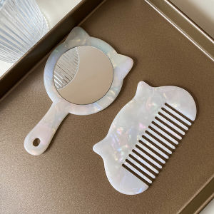 Fancy Internet Celebrity Dressing Mirror Cat Bag Portable with Handle Acetic Acid Small Mirror Handheld Office Carry-on Cosmetic Mirror