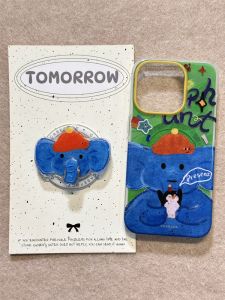 Magnetic Absorption Phone Stand Protective Case Full Cover Oil Painting Design for Apple 16 pro Max 15 pro 14 pro 13 Dual Layer Anti-Fall