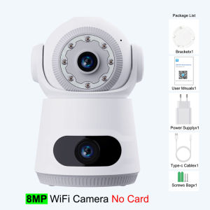 4G Camera With Sim Card 8MP 4K Dual Lens Dual Screen Two-Way Audio Indoor Baby Monitor IP Camera CCTV Surveillance Home Security