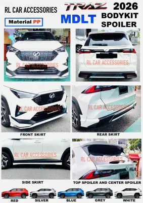 PP Material Perodua traz 2026 2027 modellista gear up front side rear skirt diffuser center trunk lip spoiler bodykit body kit trax