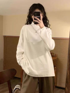 Half Turtleneck Bottoming Shirt Womens Autumn and Winter Bandage Dress Inner Wear Loose Plus Size Ladies Fleece-lined Thickened Plus Size Long Sleeves T-shirt Tops