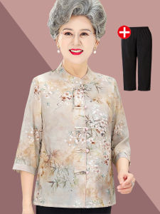 Mom Summer Clothes Half Sleeve Chiffon Tops Middle-Aged and Elderly Women New Arrival Shirt Chinese Style Traditional Suit Summer Clothes for Grandma