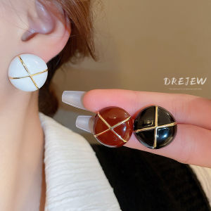 Drejew kim bạc giọt dầu tròn bông tai chữ thập Bông tai cao cấp retro thời trang bông tai phong cách TRUNG NIÊN Retro Châu Âu và Mỹ