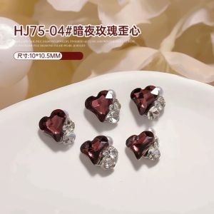 Dry Rose Nail Art Rhinestone Decoration Deep Purple Red Square Pillow Heart Shaped Nail Jewelry Finished Product Rhinestone Ball