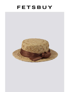 Handwoven Raffia Straw Flat Top Sun Hat
