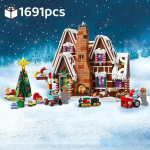 New Christmas Gingerbread House Family Gathering Building Blocks Brick Elk Gingerbread Man Childrens Assembly Toys Adult Childr