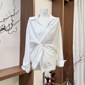 Trắng Áo Sơ Mi Cảm Giác Sương Mù Sương Mù Đơn Giản Quần Áo Trên Lin Xia Mùa Hè 80% Tencel Tre Vải Lanh Họa Tiết Bện Nút Thắt Phong Cách Thoáng Mát