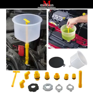 15PCS Spill Proof Radiator Coolant Filling Funnel Kit Universal Automotive Cooling System Coolant Refill Bleeder Spout Tool Set Anti-Leak Adapter Accessories for Car Radiator Fluid Replacement and Air Bleeding Maintenance
