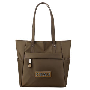 GStar Large Tote Bag Nylon Waterproof Bag Fashion Lightweight Commuter Bag Laptop Bag Large Capacity Shoulder Bag Black/Brown