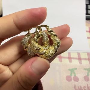 Huitan Twisted Gold Color Hoop Earrings for Women Shiny Cubic Zirconia Paved Chunky Twist Huggie Earrings Luxury Dainty Jewelry