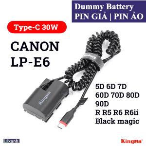 Dummy Type-C LP-E6 | Pin giả pin ảo pin dummy battery DC Coupler Canon EOS R6 R5 R 5D2 5D3 5D4 6D 6D2 7D 7D2 60D 70D 80D 90D XC10 XC15 Canon LP-E6 LPE6