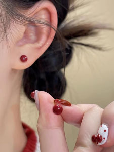 Wine Red Pearl 999 Sterling Silver Earrings