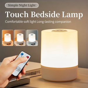 Touch Night Lamp USB LED Lamp Remote Control Switch Rechargeable Three Colors Lights Bedroom Portable Table Bedside Night Light