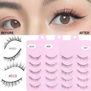 5 Pairs Professional Natural Makeup Lashes: Daily Dating Soft Lashes & Korean Style Wispy False Eyelashes