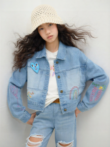 LOVESASAKIDS | Original Colorful Embroidered Twill Denim Jacket