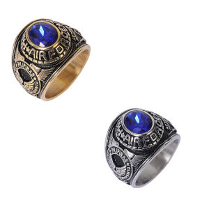 Air Force Solid Ring Pure Stainless Steel Fashion Gift for Men Size 7-13