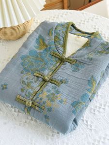 หนาขึ้น บริสุทธิ์ เสื้อกั๊กผ้าคอตตอน สําหรับผู้หญิง กระดุมจีนแบบดั้งเดิม อุ่น เสื้อผ้า ฤดูใบไม้ร่วง ฤดูหนาว Flocking แขนกุด เสื้อท่อนบน ลายดอกไม้ งานปัก