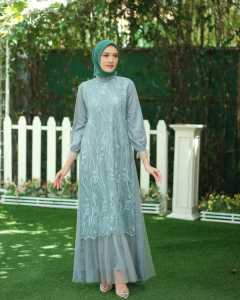 DRESS BROKAT MALIKA MODERN TERBARU VELVET MAXY PREMIUM MATERIAL BROKAT MIX TILE BY AKITA DRESS KONDANGAN JUMBO TERBARU
