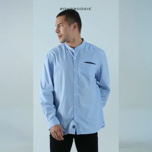 Bombboogie Kemeja Koko Pria Gato Blue White 24932B5BI