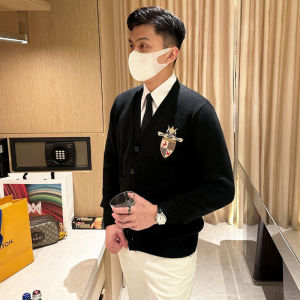 Áo Len Dệt Kim Cổ Chữ V Dày Cho Nam Áo Khoác Ngoài Thời Trang Mùa Đông Phong Cách Anh Cổ Điển Doanh Nhân Áo Len Cardigan Hở