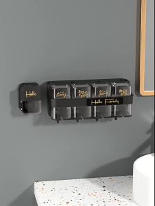 Toothbrush Holder Set Wall Tempat Letak Berus Gigi Toothpaste Squeezer Dispenser Brush Teeth Organizer Rack with Cups