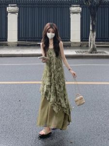 French Vintage Gradient Color Block Long Dress Women Summer Beach Holiday Style Classy Strapless Asymmetrical Dress Gown