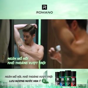 Lăn khử mùi nam Romano 4 mùi hương nước hoa lịch lãm đẳng cấp lôi cuốn ngăn mồ hôi không vàng áo 50ml