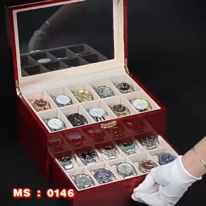 Hộp đựng đồng hồ 20 ngăn 2 tầng gỗ cao cấp 0146