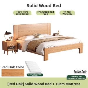 WQIN | Solid Wood Red Oak Bed