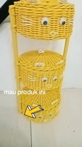 RAK BUMBU Dapur rotan estetik Rak susun 2 estetik bentuk setrabery dari Rotan sintetis rantang karakter rantang buah keranjang buah keranjang bumbu tempat bawang tempat serbaguna