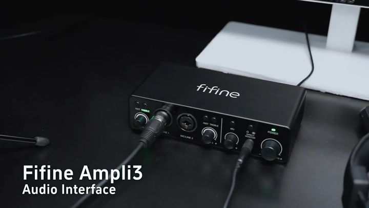 Fifine Ampli3 Type-C Audio Interface 2 Channel USB Treble Sound Card Mixer Desktop Live Sound Card for Computer Music Production
