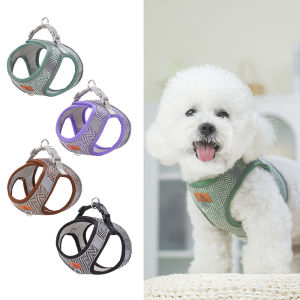 HP378--Linen Material Dog Harness & Leash Set Soft & Comfortable Mesh Lining For Breathability Suitable For Small Medium Dogs