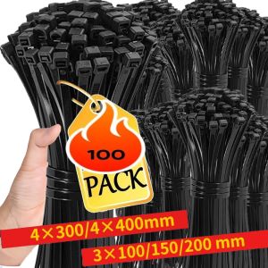 100 PCS  Self-locking Plastic Nylon Tie Black Fastening Strap Cable-Tie-Set Cable Zip Fastening Tie Wraps Strap Tie