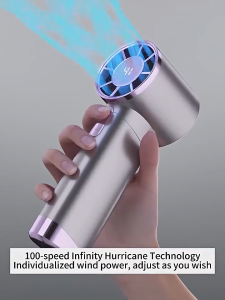 พัดลมความเร็วสูงแบบใช้มือถือ ยูเอสบี Mini/Hand-Held Fans แบบพกพาขนาดเล็กพร้อมเกียร์ความเร็ว 100 ระดับ 8000มะห์ พัดลมเทอร์โบแบบชาร์จไฟได้ พัดลมมือทรงพลัง อายุการใช้งานแบตเตอรี่ยาวนาน30 ชั่วโมง จอแสดงผล LED